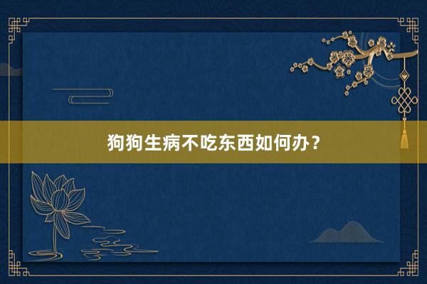 狗狗生病不吃东西如何办？